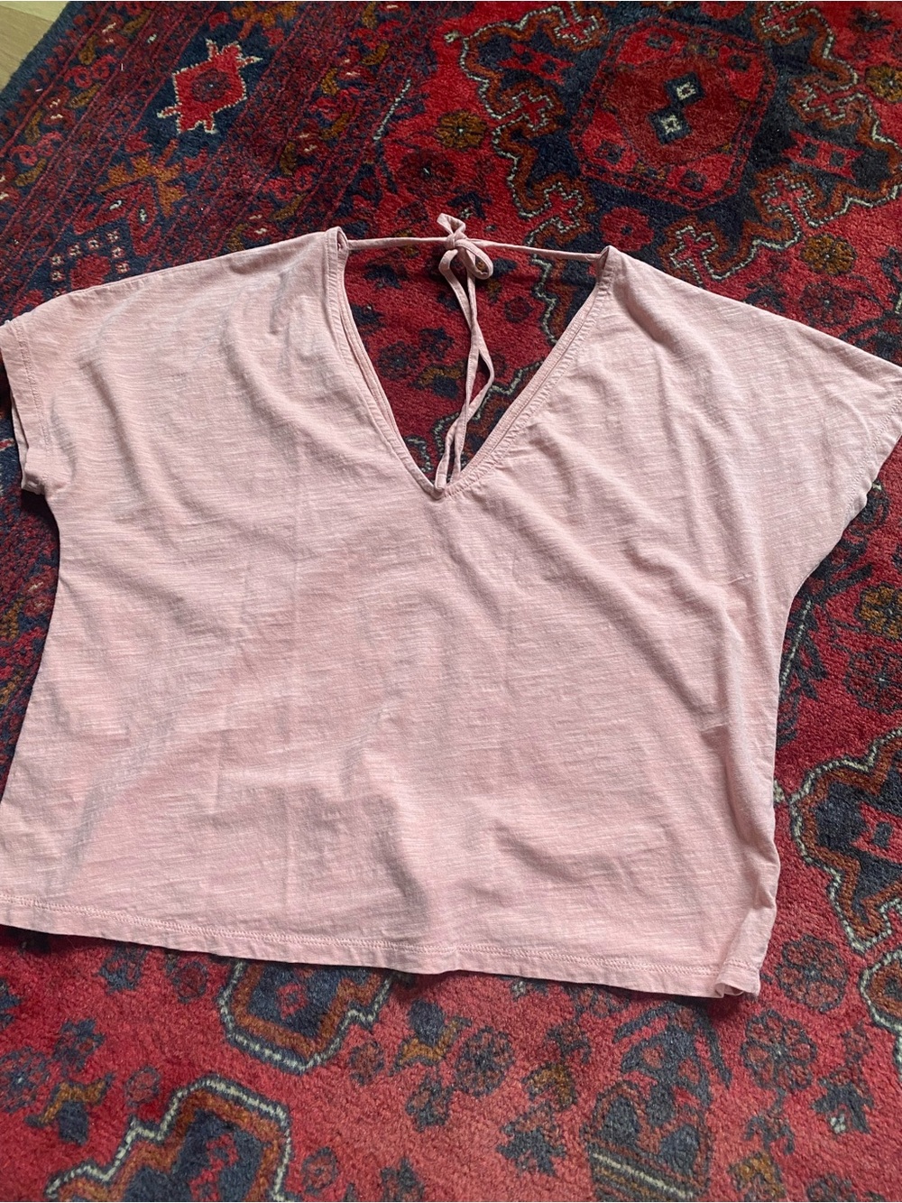 Boden V-Neck Tie-Back Tunic in Dusty Pink